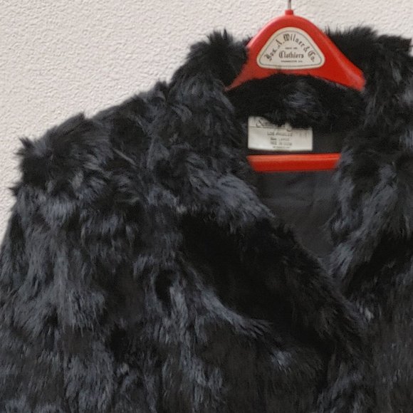 SOMERSET FURS BLACK 100% PURE RABBIT COAT SIZE LARGE - Picture 2 of 7